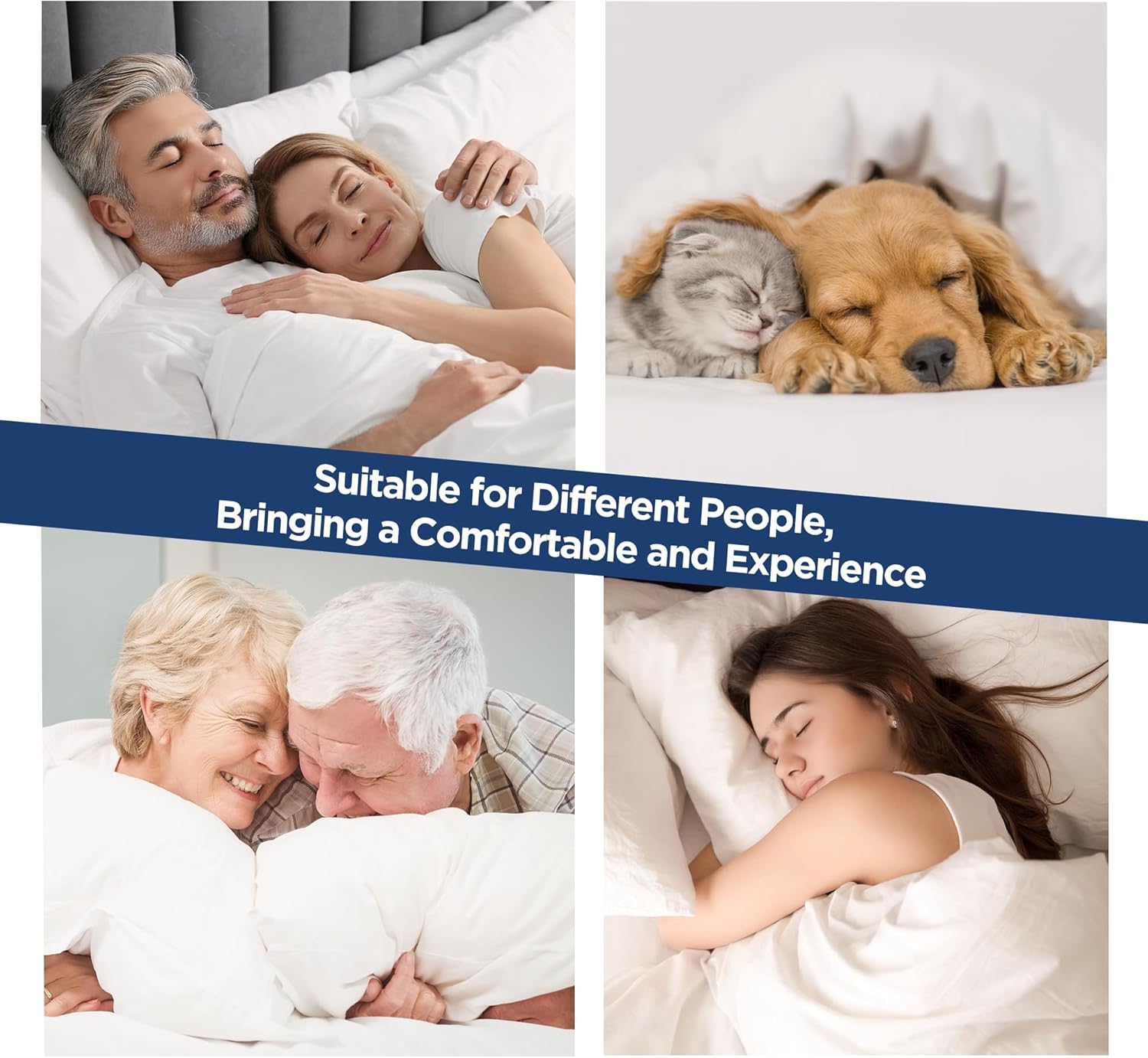 Raybee 3/4 Inch Memory Foam Mattress Topper, King Queen Full Twin XL Mattress Topper with Cooling Gel and Machine Washable Tencel Cover Soft & Pressure Relief & Breathable, Non-Slip, Mattresses Protector Pad White