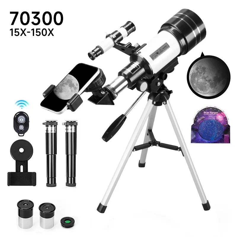 User-Friendly Large Aperture Star Telescope - 70mm Aperture, 300mm Focal Length, 150x Zoom Focus Long Range Telescope for Beginners, Ideal for Nature Observation, Perfect Festive Gift for Friends & Family
