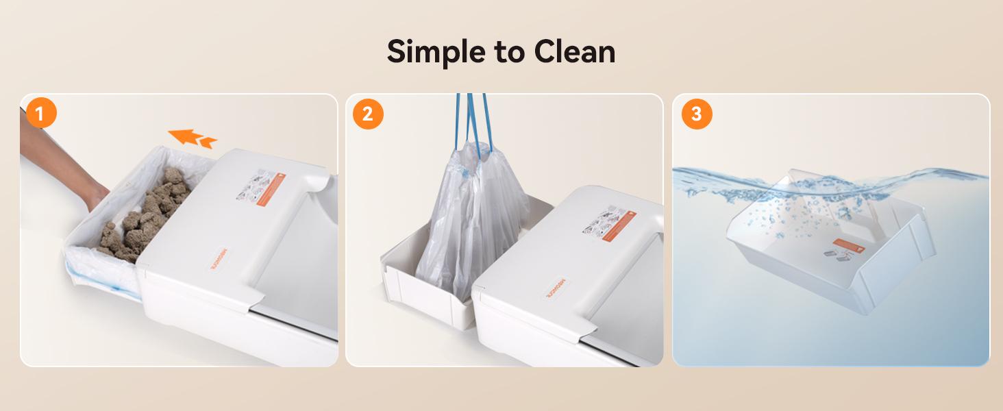 Meowant SC03 Self Cleaning Litter Box, Automatic Litter Box with App Control, Open Top Cat Litterbox for Multiple Cats, Works with Clumping Litter, Anti Pinch Safety Feature, Dual Rake, Odor Control