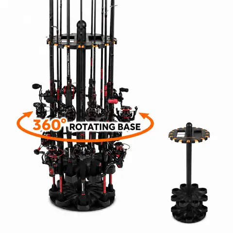 KastKing V16 Rotating Fishing Rod Holder, Floor Rack Holds Up to 16 Rods & Combos, V16-With Rotating Base