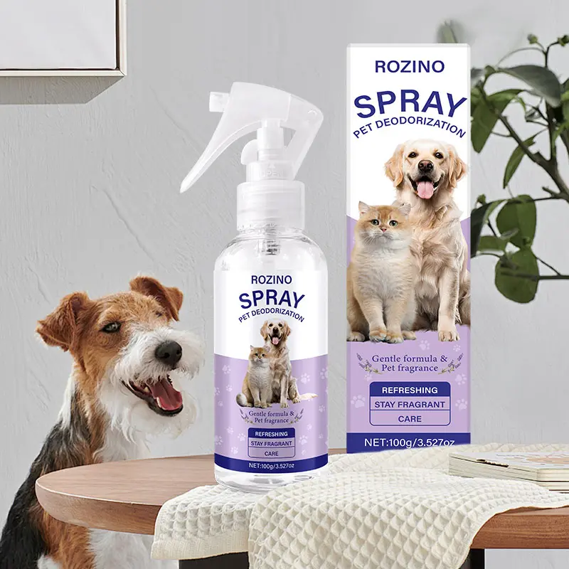 ROZINO Gentle Pet Deodorizing Spray - Fresh Scent, Moisturizing Care for Dog & Cat Skin Health
