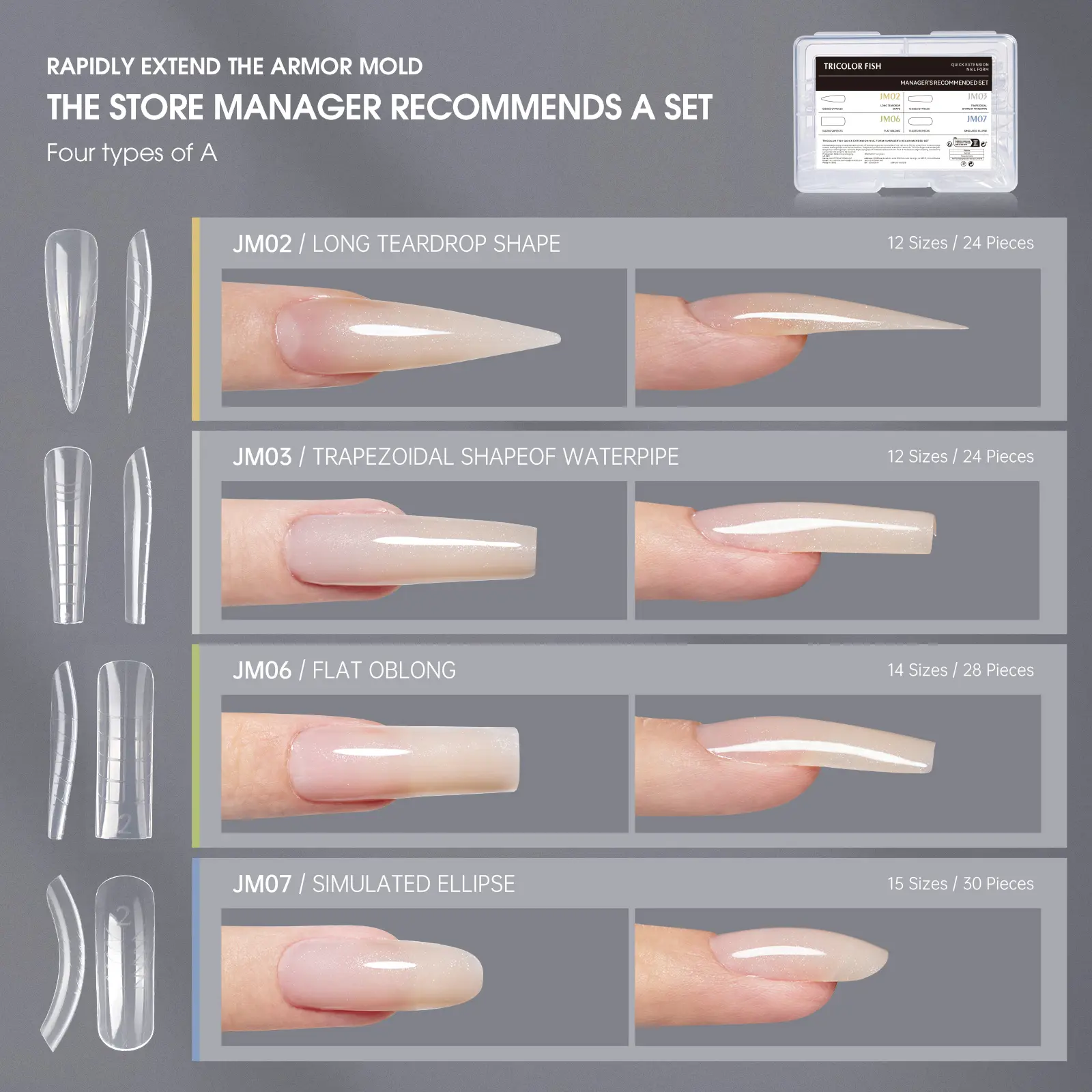 4 Shapes Extend Nail Forms