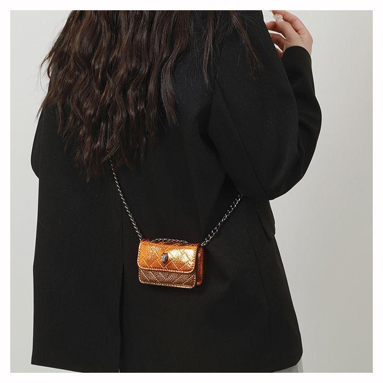 Mini magnetic clasp crossbody chain bag, small shoulder bag with flip cover, available in multiple colors, casual style, suitable for all seasons.