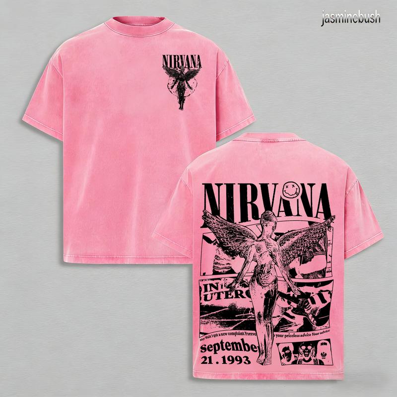 Nirvana in Utero rock band washed t-shirt - 100% Cotton, Crew Neck, Short Sleeve, Fitted, Casual Summer Tee for Men & Women Nirvana in Utero rock band washed t-shirt - 100% Cotton, Crew Neck, Short Sleeve, Fitted, Casual Summer Tee for Men & Women
