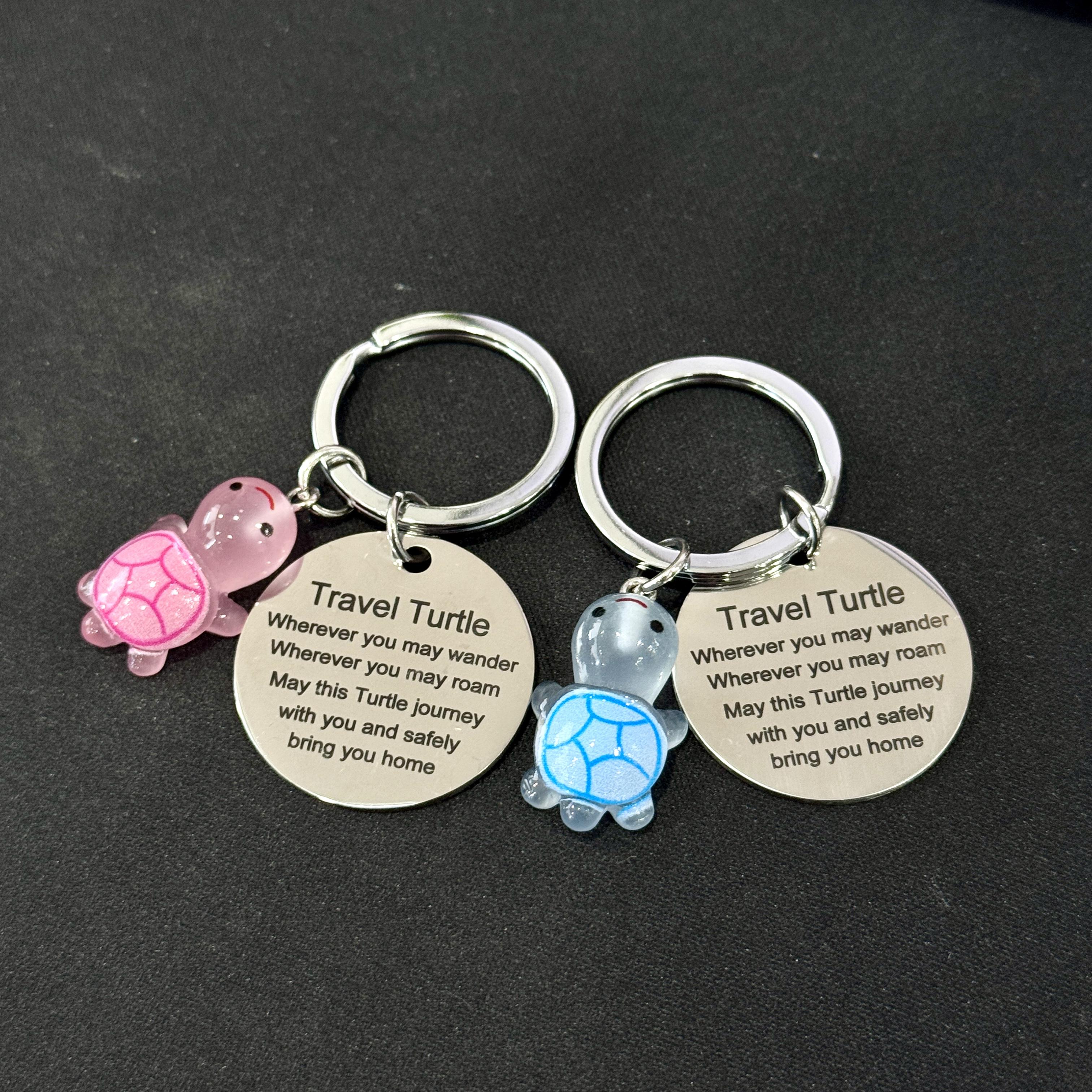 Glow-in-the-Dark Travel Turtle Keychain Wherever You May Wander Good Luck keychain for Family Friends Couple
