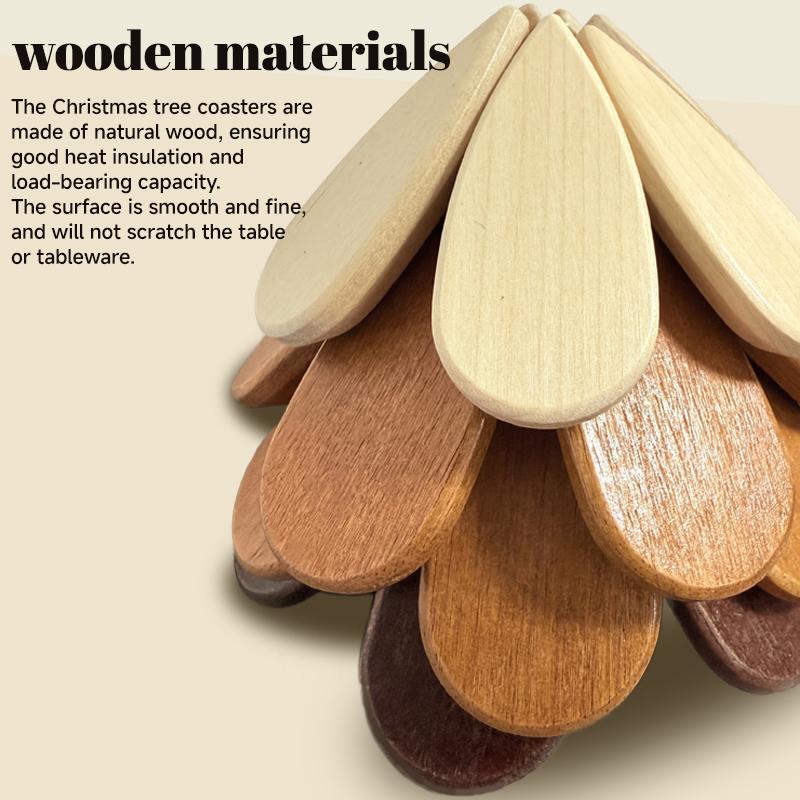 MUNBYN  Christmas tree trivet wooden trivet, (4 Wooden Trivets &1 Stand)- Kitchen, Heat-Resistant Foldable Design,High-Quality Solid Wood,Ideal for Hot Dishes, Pots, Bowls, Teapots,family goodies,Perfect Christmas Day Gift!