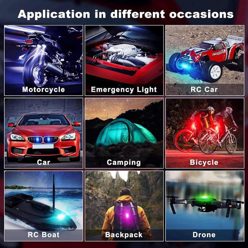 Car LED Light, Remote Control Strobe Light, Aircraft Light, USB Rechargeable Decorative Light, Suitable for Car Drone Aircraft Trucks Motorcycle Bike