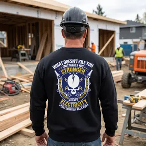 What Doesn't Kill You Except Electricity Sweatshirt | Skull Lightning Bolt