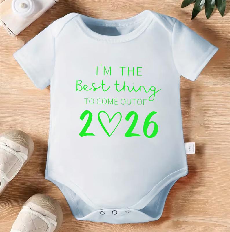 1pc Baby Crawling Suit - Light Blue Onesie with "I'm the Best Thing to Come Out of 2026" Print - Soft Cotton Outfit for Newborns & Toddlers 0-3 Years - Perfect New Year Gift - Machine Washable Infant Wear