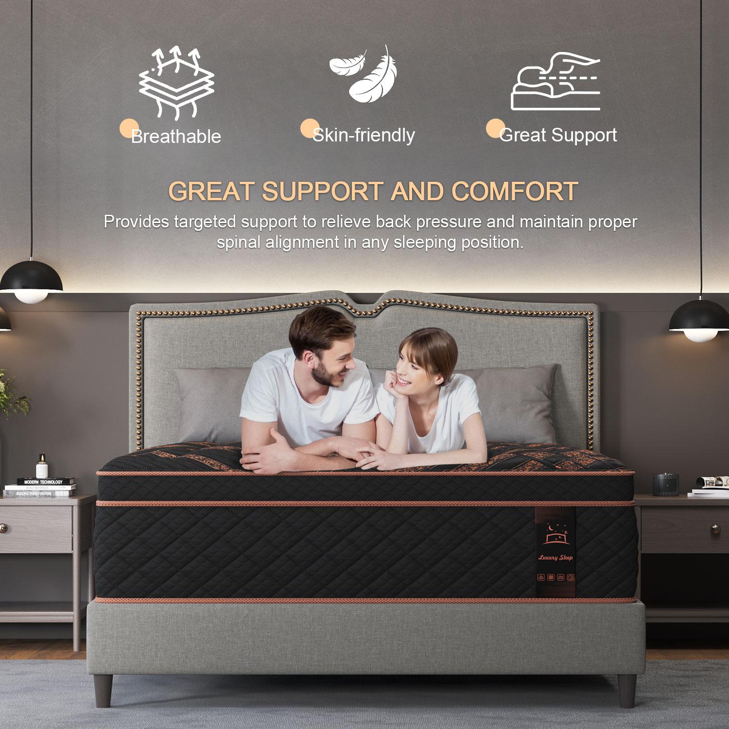 14"12" Twin Full Queen King Size Mattress in a Box Hybrid Spring Memory Foam, Medium Firm Ergonomic Mattress