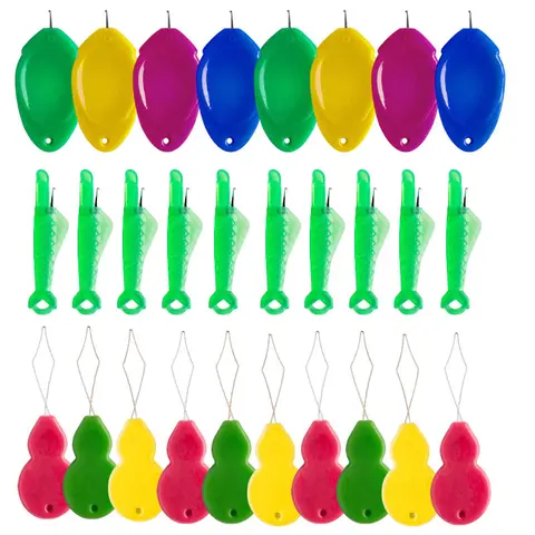 30-Piece Plastic Portable Automatic Fish Mouth Needle Threaders Value Set - Sewing Supplies Crafts for Hand Sewing, Sewing Machine & Embroidery Floss