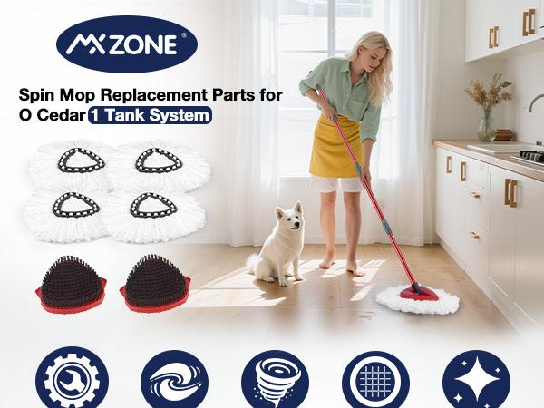 Spin Mop Scrub Brush Head for O-Cedar EasyWring Spin Mop 1 Tank System. Hard Bristle Brush Head.Mop Replacement Heads Microfiber