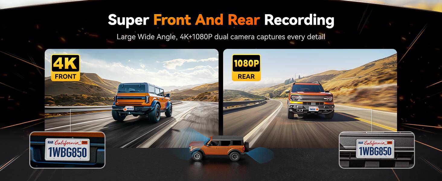 WOLFBOX G850 4K UHD Rearview Mirror Backup Camera Dash Cam with GPS 64GB Card Loop Recording Privacy FathersDayGift Protection 24 Hours Recording 5.8GHz WiFi Connectivity Intelligent Voice Control WDR Super Night Vision TikTokShopHolidayHaul