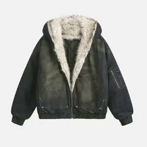 Inlfation Unisex Fashion Cropped Boxy Short Flight Jacket with Hood, Zipper Design, Colorblocked, Anti-Pilling Casual Winter Coat by INFLATION Valentine's Day