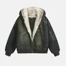 INFLATION Men's Retro Hooded Cropped Boxy Zip Jacket - Anti-Pilling Colorblocked Long-Sleeve Winter Streetwear Casual Men's Clothing Coat
