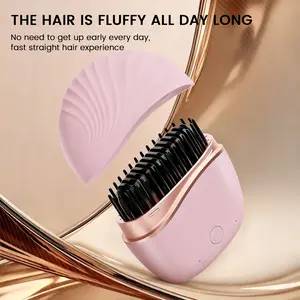 Pink portable cordless comb leaves hair smooth and shiny after combing. Small and delicate, it's gentle on the scalp and features a Type-C charging port for easy use – the perfect gift.