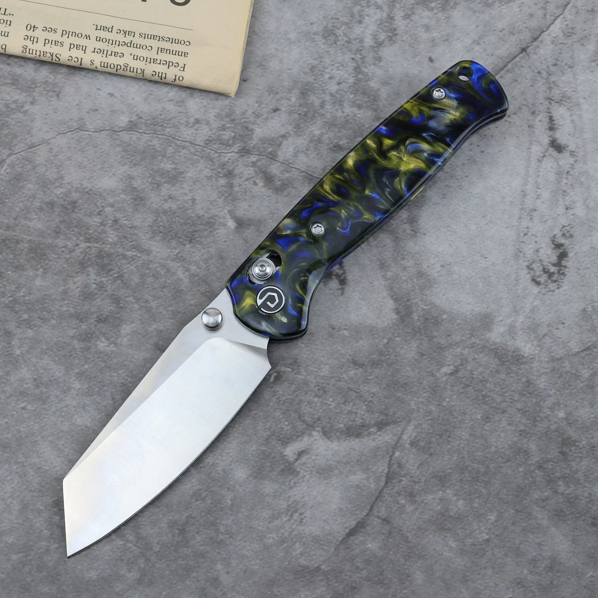 DEFCON Knives ARTIFACT Pocket Knife - Stainless Steel Sandvik 14C28N Blade, Acrylic Resin Handle, Axis Lock, Included Brush, 2.10 oz (Sports & Outdoor Camping & Hiking Knives & Tools), Stainless Steel Knives
