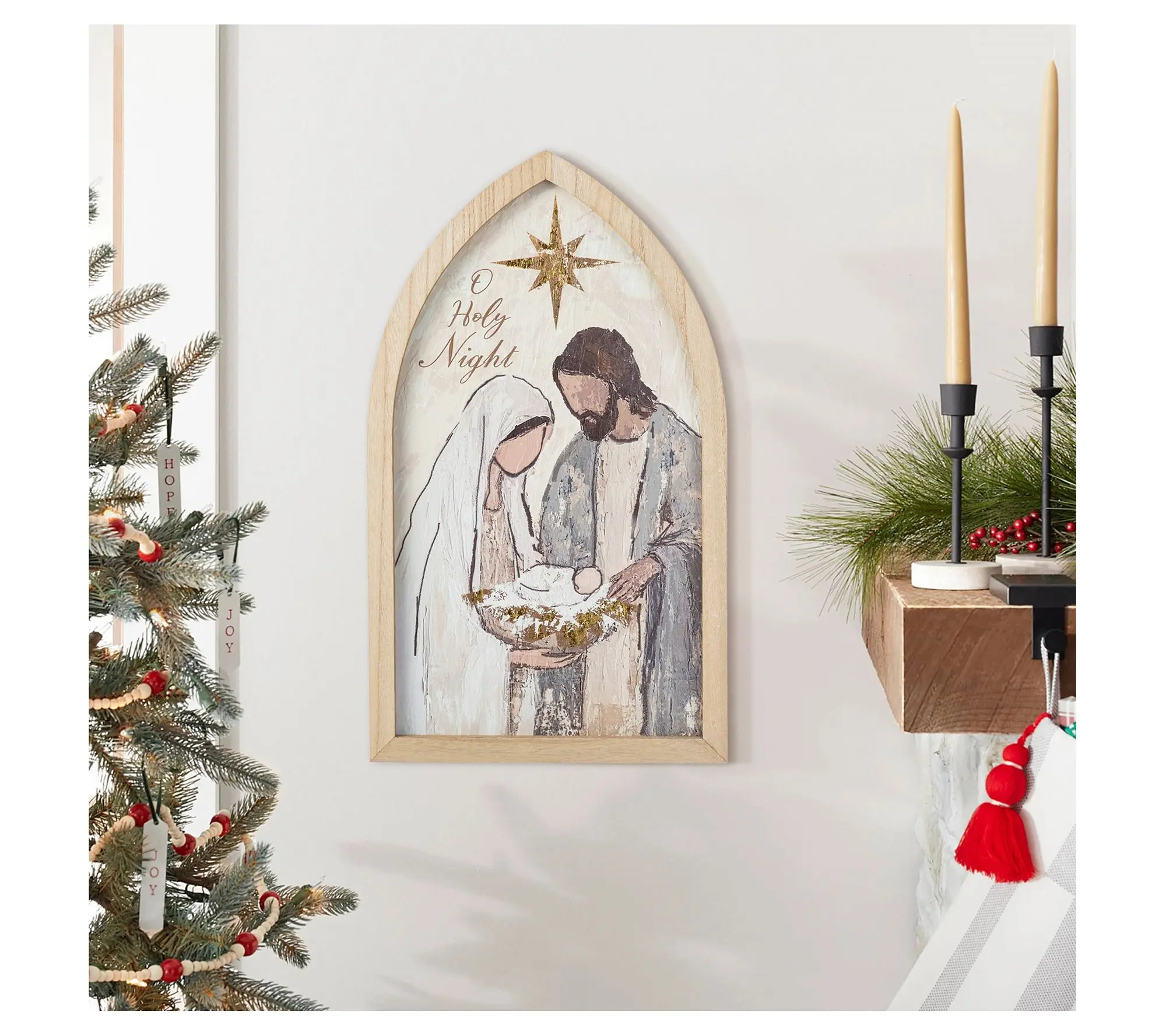 Glitzhome 19.75"H Wooden Gold Foil Nativity Scene Wall Decor