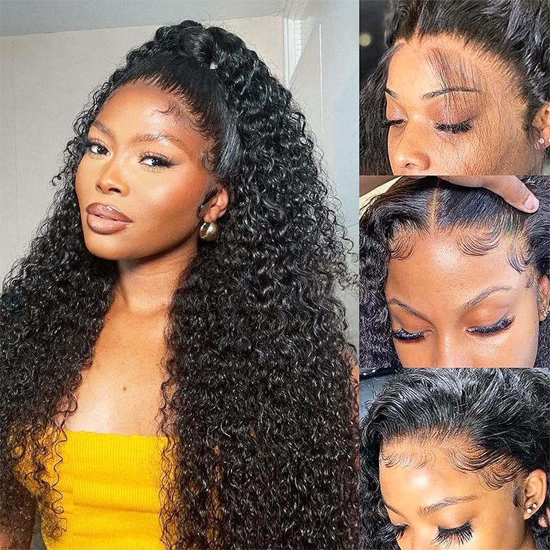 MORE FACE Kinky Curly Lace Front Wigs 13x4 Transparent Lace Frontal Wigs Human Hair Pre Plucked With Baby Hair