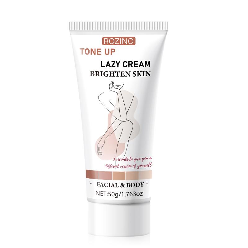 ROZINO Tone Up Lazy Cream Brighten Skin - Facial & Body Moisturizer 50g Lightweight Formula with Shea Butter & Vitamin C for Natural Hydration