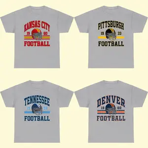 Vintage Football Sport Grey T-shirt Hometown Pullover, All Team Footbal Sport Grey T-shirt, City Football Retro T-shirt Casual Fabric Menswear Soft