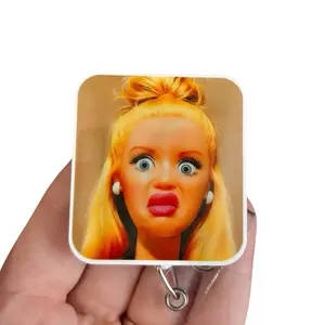 Glitter My Badge Funny face badge reel for nurse and hospital workers. Badge clip Badge pull - Retractable swivel clip with a 360 rotation. Great gift for coworker
