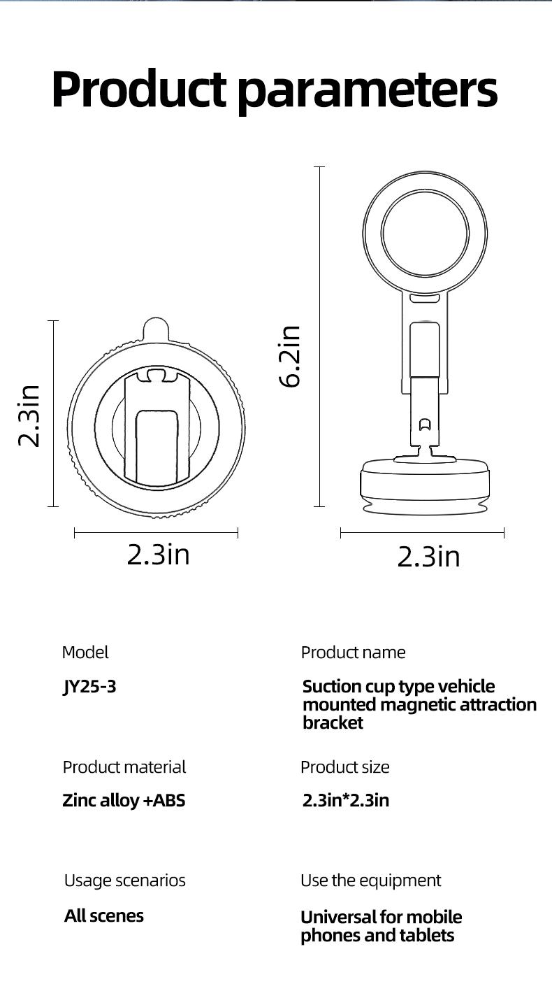 Magnetic Phone Holder with Magsafe, 360° Rotating Adjustable Car Phone Mount, Compact Size, Convenient Car Installation, Compatible with Android/Samsung Mobile Phones and iPhone 17 16 15 14 13 12 Series