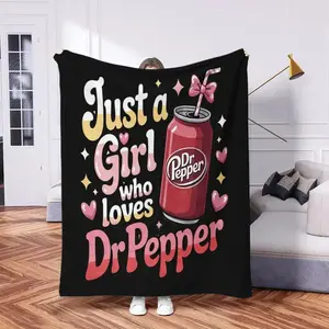 Soft Funny Throw Blanket Countdown Sale! Dr. Pepper Sweet Cool Girl American Style Flannel Slogan Print Blanket,weighted blanket， Vintage Warm Decorative Throw, Perfect Gift for Friends and Family