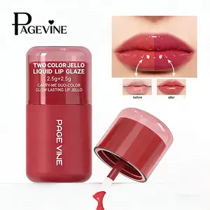 Hydrating Dual-Color Lip Gloss, Vitamin E Infusion, Jelly-Like Glass Finish, Transfer-Resistant Long Wear, Silicone Applicator For Contouring, For Daily Office Makeup, Suitable For All Lips, Makeup Cosmetic, Two-Tone Lip Gloss