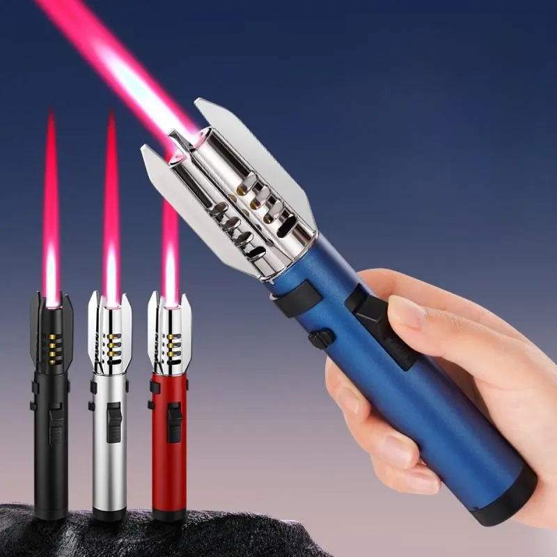 Metal Windproof Torch Lighter, Metal Gas Lighter, Kitchen Baking Flamethrower, Powerful Jet Butane Gas Welding Gun, Cigar Tool, Suitable For Outdoor Ignition, Barbecue Charcoal, Mosquito Coils And Aromatherapy (Without Gas)