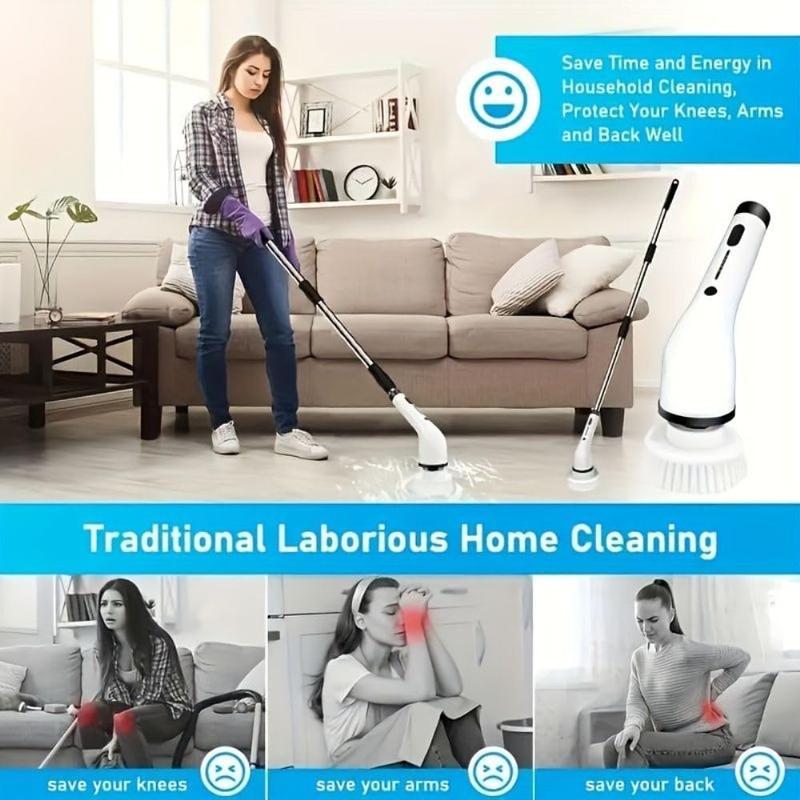 2026 New Model Electric Spin Scrubber Cordless IPX7 Waterproof Multi-Surface Cleaning Brush Long Battery Life Adjustable Speed Extendable Handle Multi-Purpose Kit for Bathroom Kitchen Durable Powerful-Multifunction shower scrubber tiktok shop deals