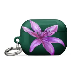 Purple Green Tiger Lily AirPods Case - Premium Polycarbonate Protection With Impact Absorption