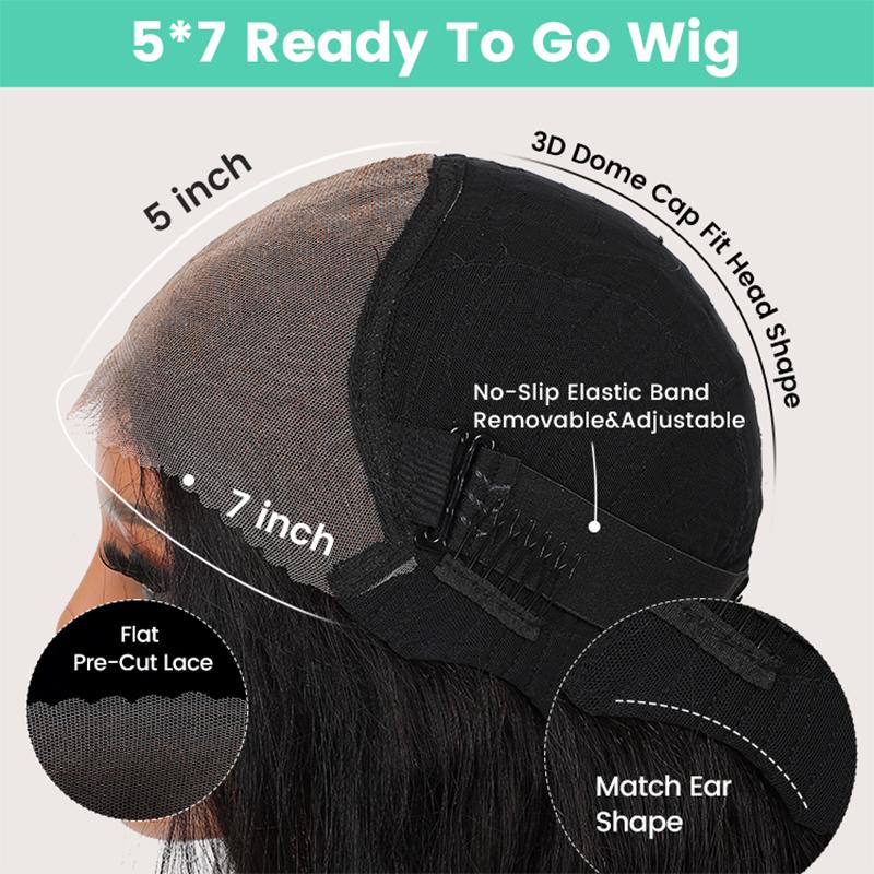 [Spring Must Have] [Side Part] Asteria Hair Glueless Pre-Styled Layered Cut Body Wave and Straight 7×5 HD Transparent Lace Human Hair Wig Pre Bleached Tiny Knots C-Part Short Bob Right Side Part Wig Valentine Musts