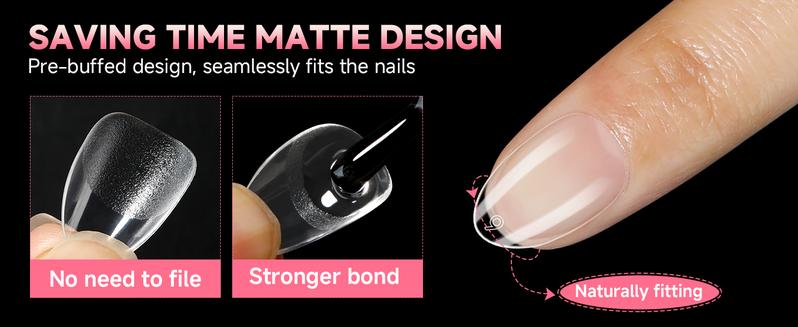 Extra Short Almond Nail Tips 12 Sizes 120Pcs Clear