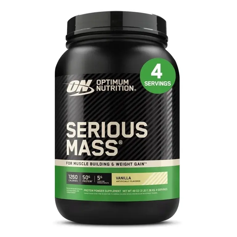 Optimum Nutrition Serious Mass Vanilla Edible Protein Powder - 3 lb Dietary Workout, Training, Muscle Building Supplement, Growth Protein Shake Mass Gainer, Workout Supplement, Training Supplements