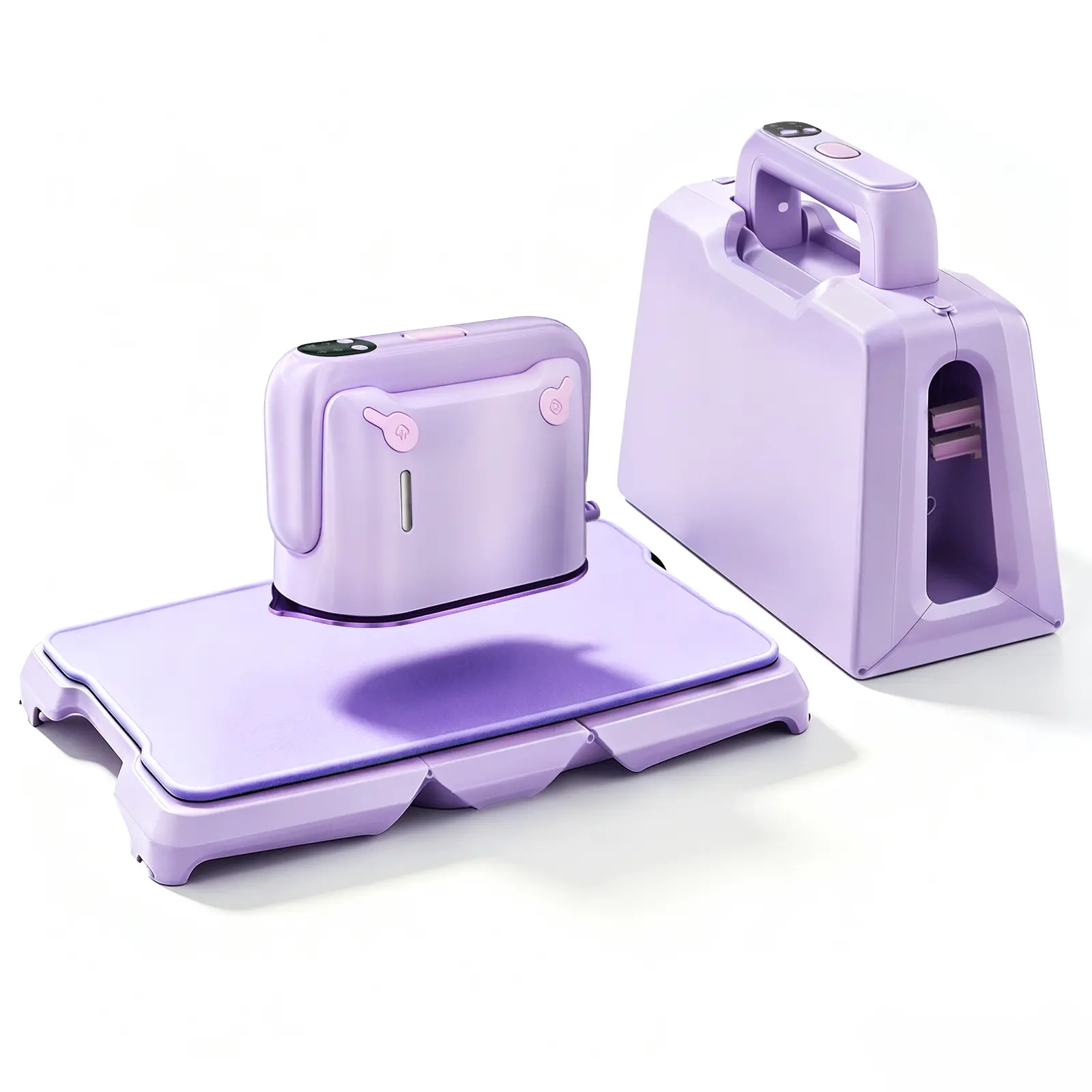 Martisan Steam Iron Embedded in a Ironing Board, Aroma Vapor, LED Smart Control Portable Garment Steamer, Dual Voltage Clothes Iron Purple