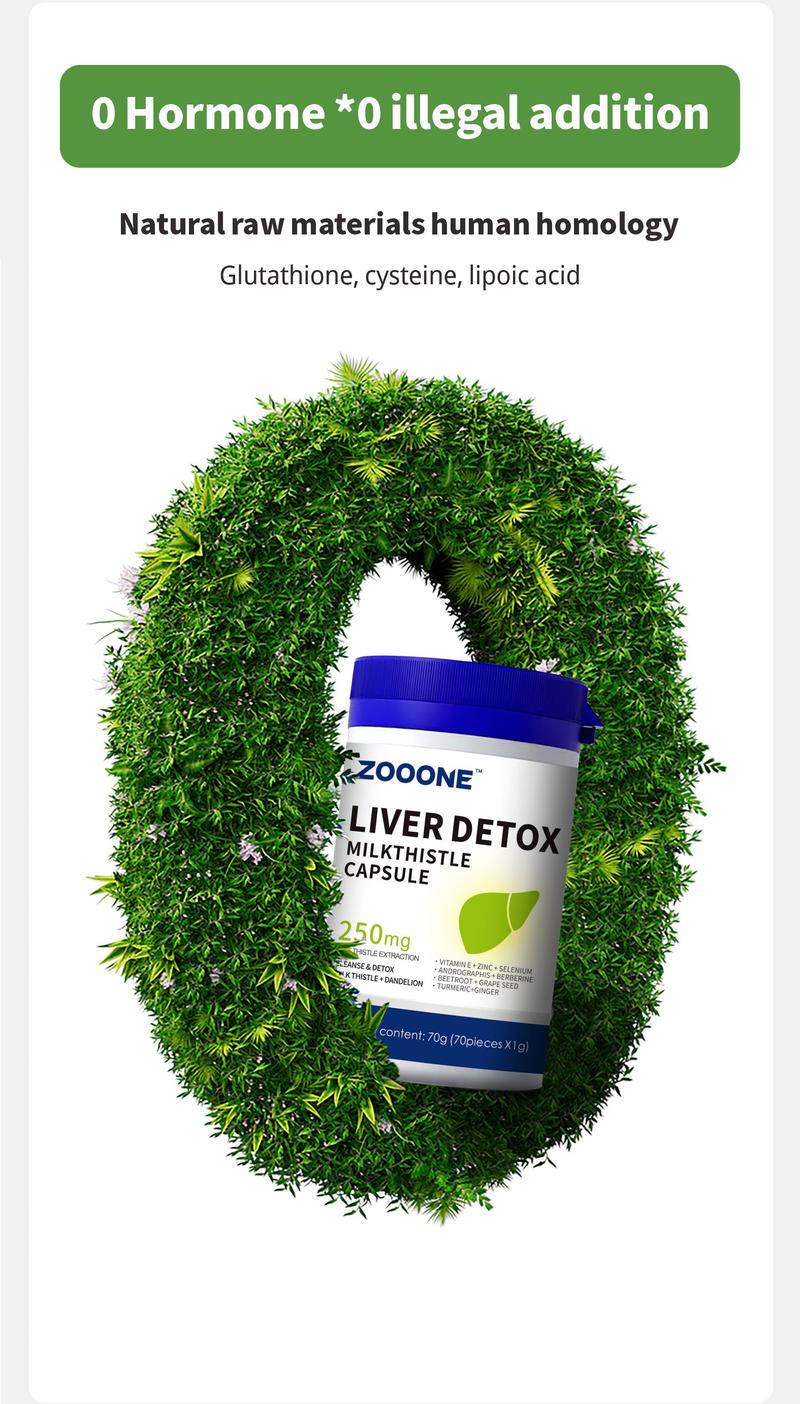 ZOOONE-Liver Cleanse Detox & Repair Formula - Herbal Liver Support Supplement with Milk Thistle Turmeric Dandelion Root & Artichoke Extract for Liver Health - Silymarin Milk Thistle Liver Detox Capsules C1