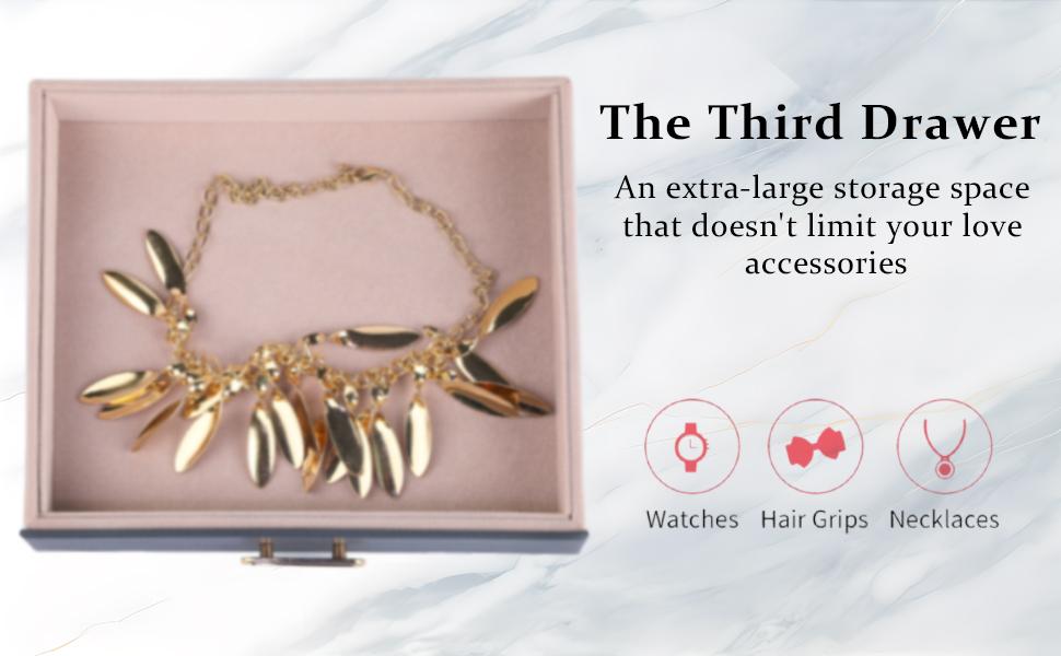 BOOVO 3-Tier Large Jewelry Box Organizer with Transparent Lid, Anti-Tarnish Velvet Lining Jewelry Case, High-End PU Leather Vanity Storage, Light Luxury Gift for Her