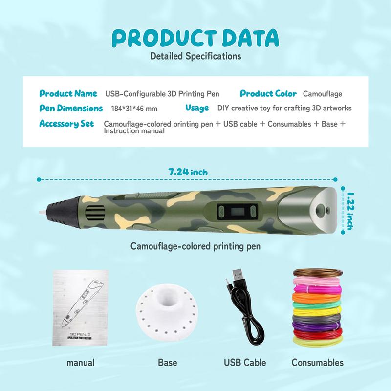 New 3D Printing Pen Set, 3D Pen with LCD Display and PLA Filament, Creative DIY New Years Gift for Kids and Children New 3D Printing Pen Set, 3D Pen with LCD Display and PLA Filament, Creative DIY New Years Gift for Kids and Children