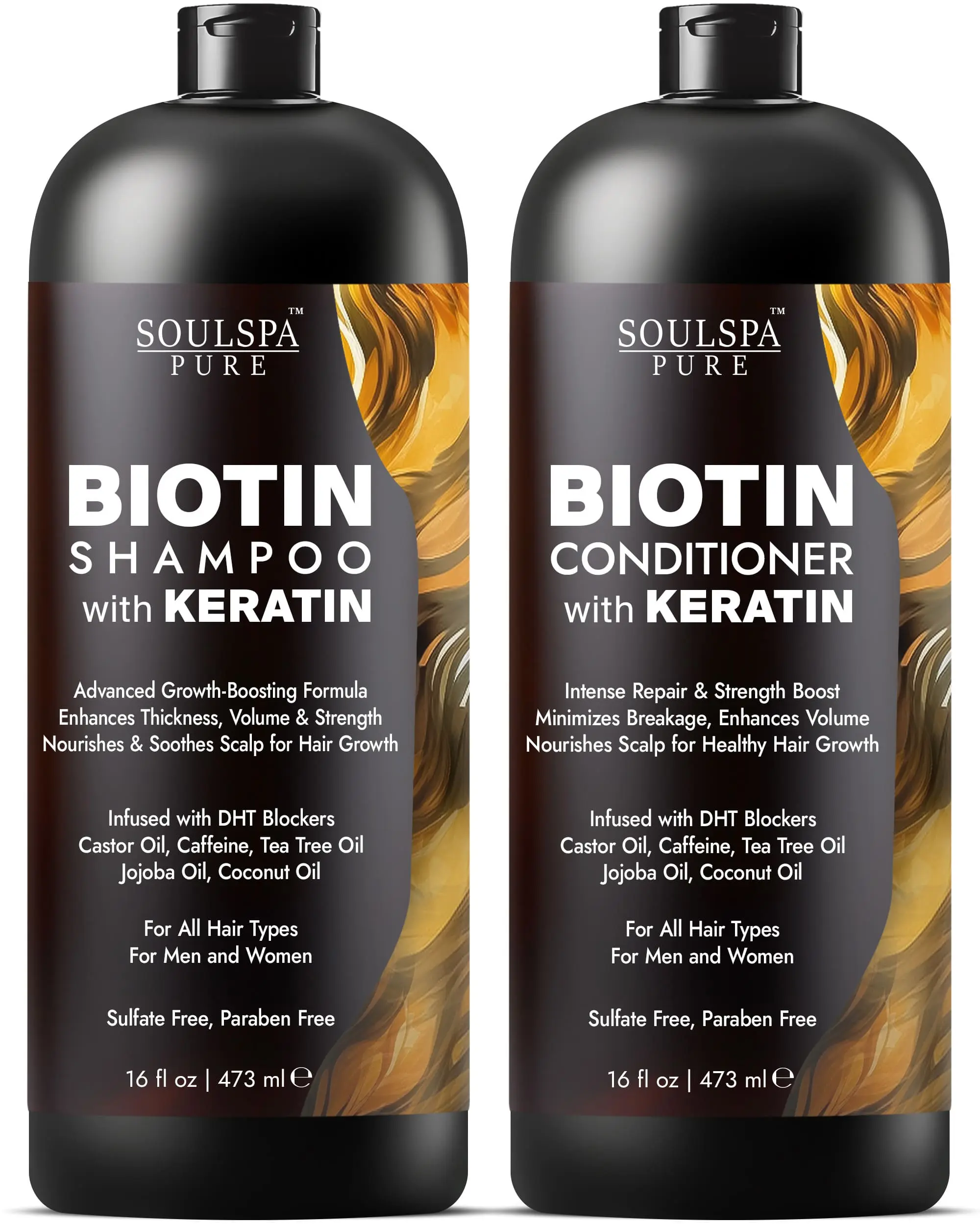 Biotin Shampoo & Conditioner Set with Keratin for Hair Growth