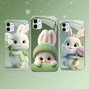 Cute Bunny Phone Case – Easter Spring Green Rabbit Design Cover for iPhone 11 — 975