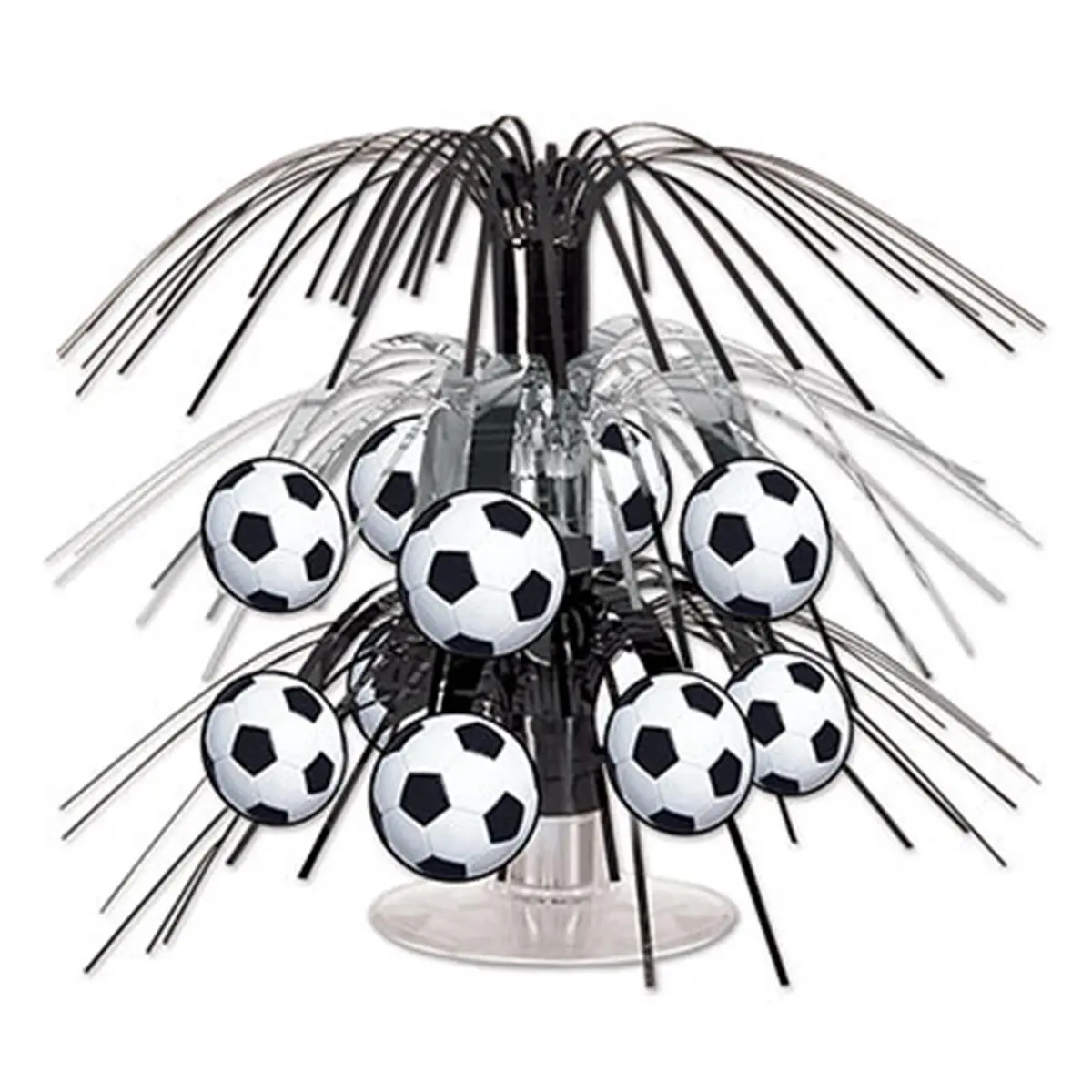 212 MAIN Metallic Soccer Ball Theme Mini Cascade Festival Centrepieces - 7.5 in Metallic Board Stock, Pack of 12, Party Decorations with Cascade Effect