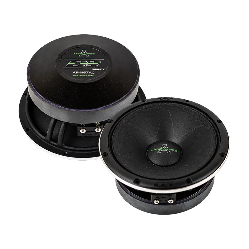 Deaf Bonce Apocalypse AP-M67AC 6.5in Midrange Car Component Speakers (Pair) - 300W RMS High Output Woofer, 101.7dB Silk-Dome Tweeters, Improved Clarity, Balanced Soundstage, Aluminum System for Vehicle Doors, Aftermarket Car Stereo Upgrades, Midrange Car