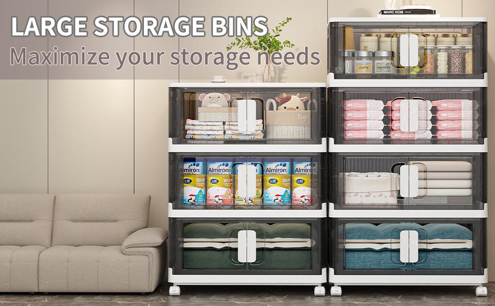 【Clearance】KHNR 600 Qt Stackable Storage Bins with 5 Lid, 5Pack Closet Organizers&Storage Drawer, Folding Storage Boxes, Plastic Storage Cabinet for Clothes Organization, White/BlackLaundry Room,Dorm,Office,Kitchen 【Clearance】KHNR 600 Qt Stackable Storage Bins with 5 Lid, 5Pack Closet Organizers&Storage Drawer, Folding Storage Boxes, Plastic Storage Cabinet for Clothes Organization, White/BlackLaundry Room,Dorm,Office,Kitchen