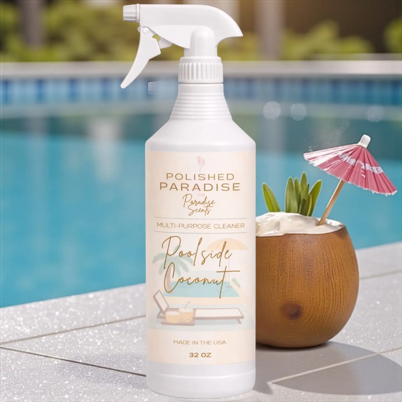 Poolside Coconut Multi Purpose Cleaner 32 oz Everyday Counter Spray ...