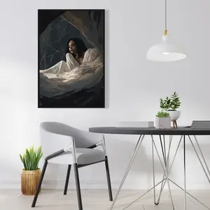 Pictorem C1FC2436RVNIGY 24 x 36 in. Spider Princess - Beige Framed Canvas Prints Wall Art