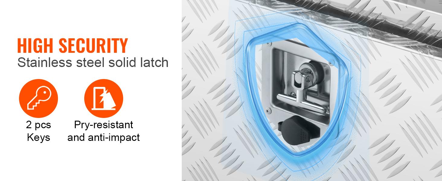 VEVOR Underbody Truck Box,  24"×14"×16" Pickup Storage Box, Heavy Duty Aluminum Diamond Plate Tool Box with Lock and Keys, Waterproof Trailer Storage Box with T-Handle Latch for Truck, Van, Trailer