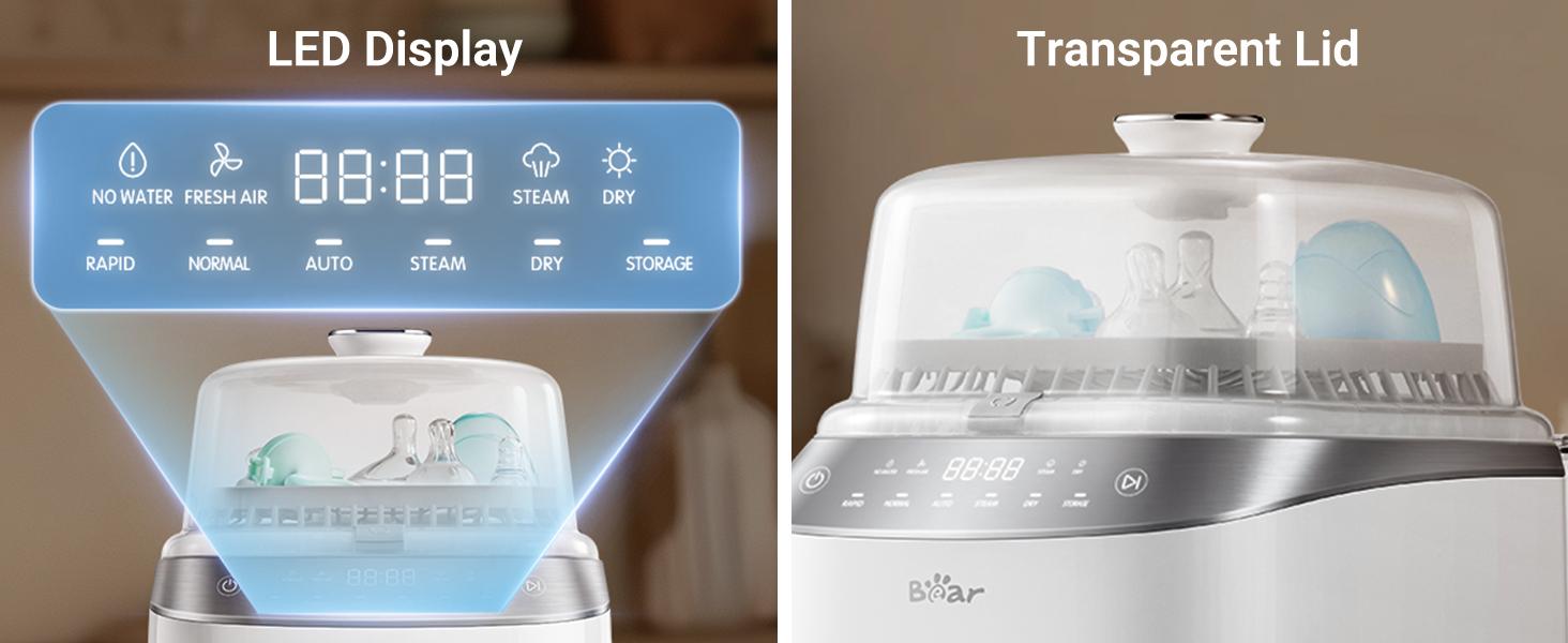 Bear Bottle Washer Pro, Baby Bottle Washer and Sterilizer and Dryer - All in One Machine for Bottles, Pump Parts & Baby Essentials with 90 Detergent Tablets - Effortless, Time-Saving