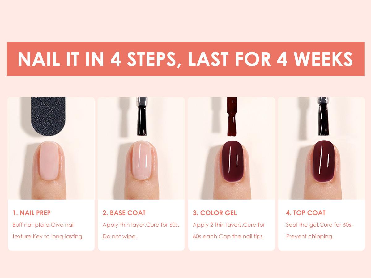 BUBU CANDY Rose Coast 6-Piece 15ml Gel Nail Polish Set with LED Light & Accessories - Almond Milk, Peach Pollen, Cherry Pink, Lotus Root Pink, Coastal Rose, Dark Chocolate - Hema & Tpo Free, Non-Toxic Vegan - Manicure Gift