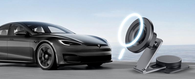 ESR for MagSafe Car Mount, Car Phone Holder, Tesla Touchscreen Car Mount, Magnetic Phone Holder for Car, for iPhone 17/16/16e/15/14/13/12, S25, Pixel 10, Charging Not Supported(2 Metal Rings Included)